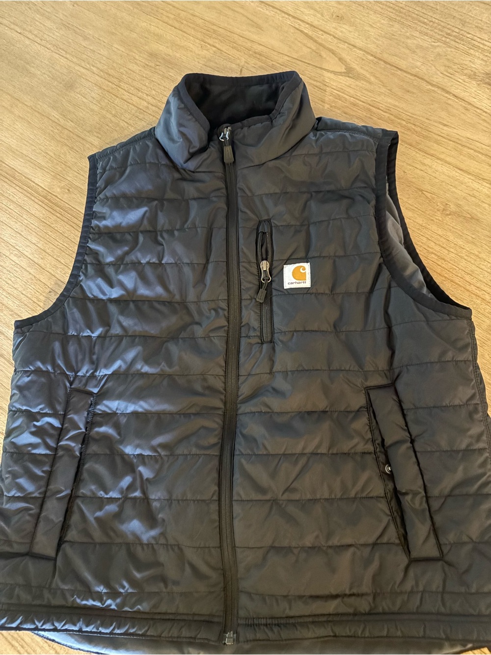 Carhartt Men's Black Quilted Puffer Vest with Chest Logo
